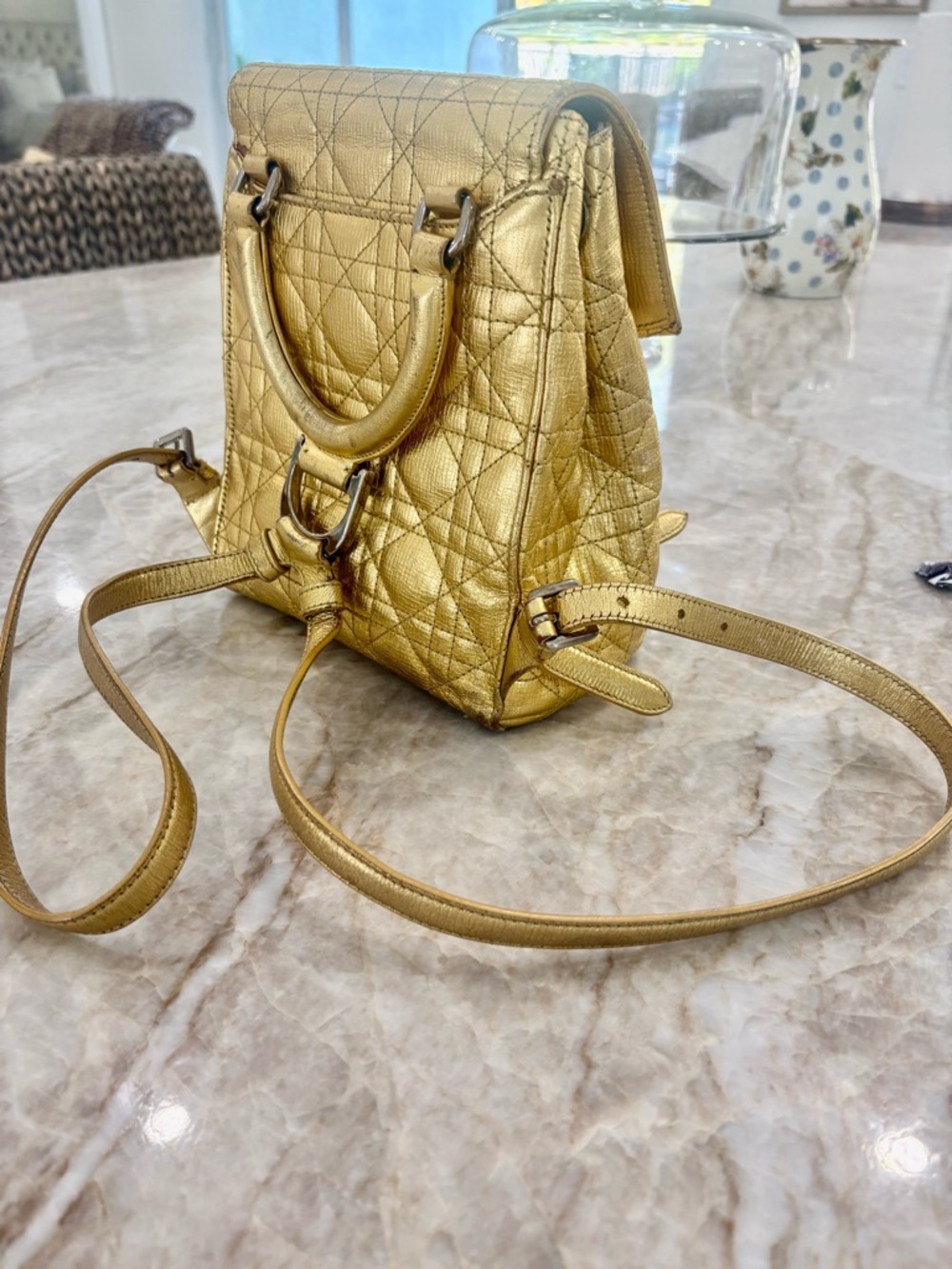 Dior Metallic Gold Quilted Bag - Picture 9 of 10